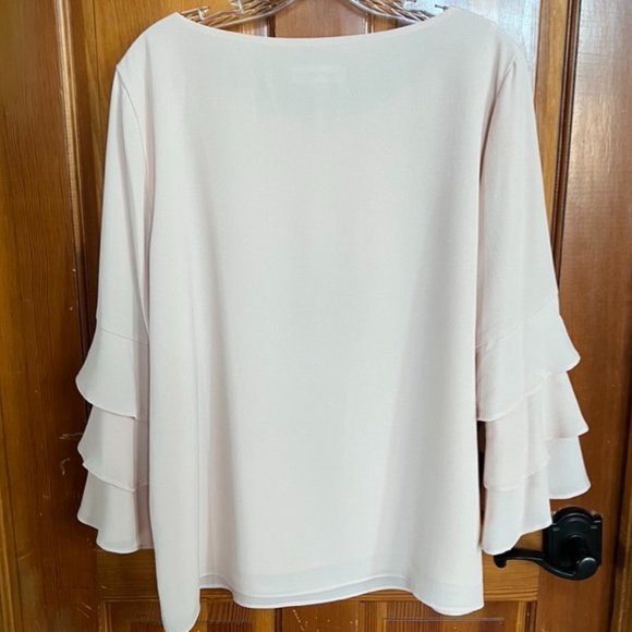 Calvin Klein Pale Pink Ruffled Sleeve Blouse Size Large - Picture 3 of 8